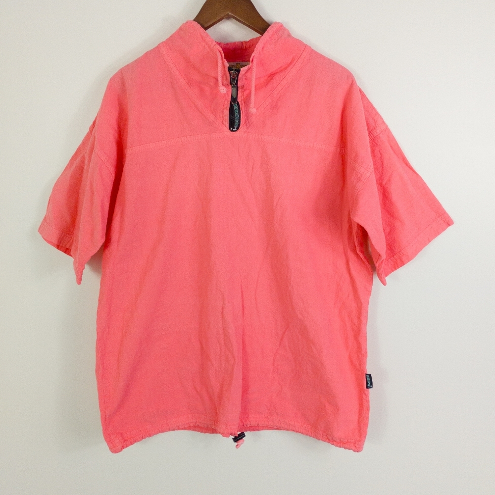 Vintage Ezze Wear Honey-Komb Breathing Cotton 1/4 Zip Short Sleeve Pullover S